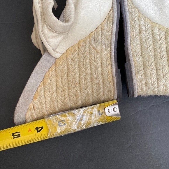 Miss Sixty Kate Wedge ruffled leather W/elastic straps Heel Ivory - Picture 6 of 14